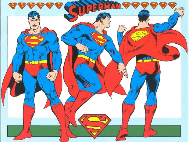 O Super-Homem de García-López, no Guia de estilo da DC Comics de 1982. Esses dsesenhos retrô são usados até hoje em diferentes produtos. Desde então, ele criou novas versões, mais modernas (Foto: Divulgação)