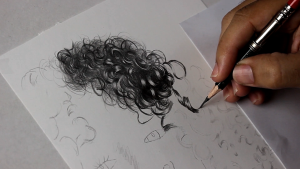 como desenhar cabelo cacheado