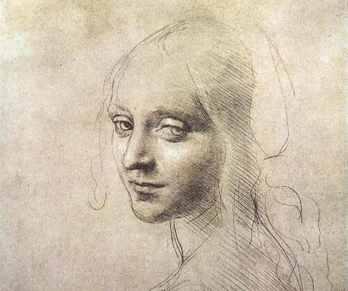Leonardo da Vinci, Cabeça de uma Garota, c.1483