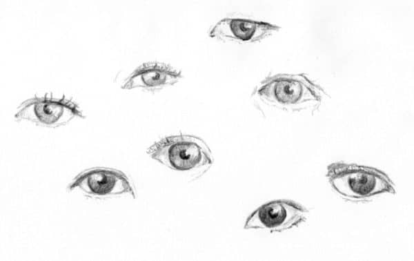 exercícios de desenho - tipos de olhos
