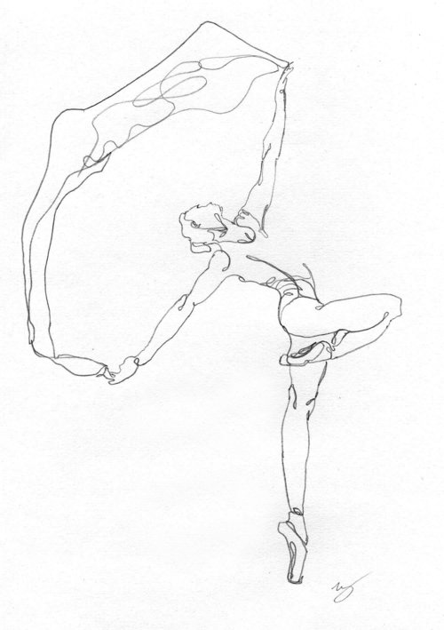 outro exercício de desenho de uma linha, dessa vez um bailarino