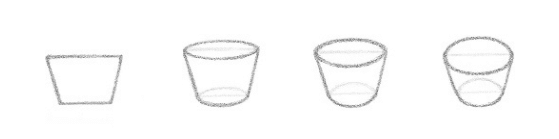 Lição 3 Indo do 2D para o 3D - USANDO LINHAS DE CONTORNO - um tigela desenhada em diferentes ângulos