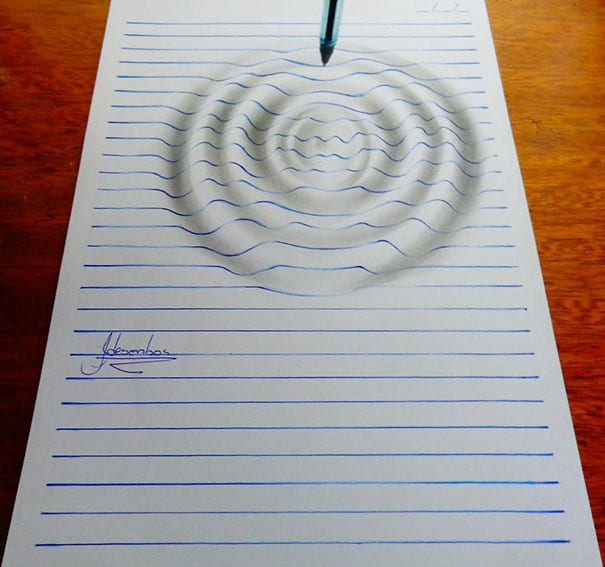 Artista cria desenhos 3D incríveis em folhas de caderno