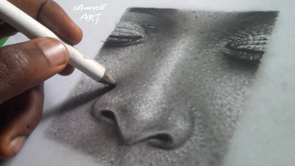 Desenho de nariz hiper-realista por Cofrancis Art