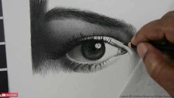 Esboço hiper-realista de um olho Desenho realista de olhos Desenho a lápis