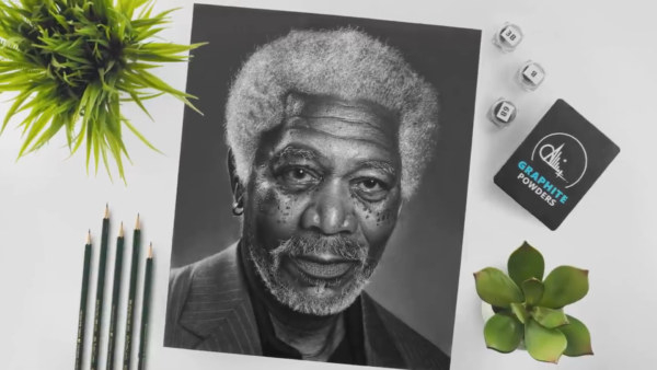 Desenho Realista de Morgan Freeman – Arte de Ali Haider