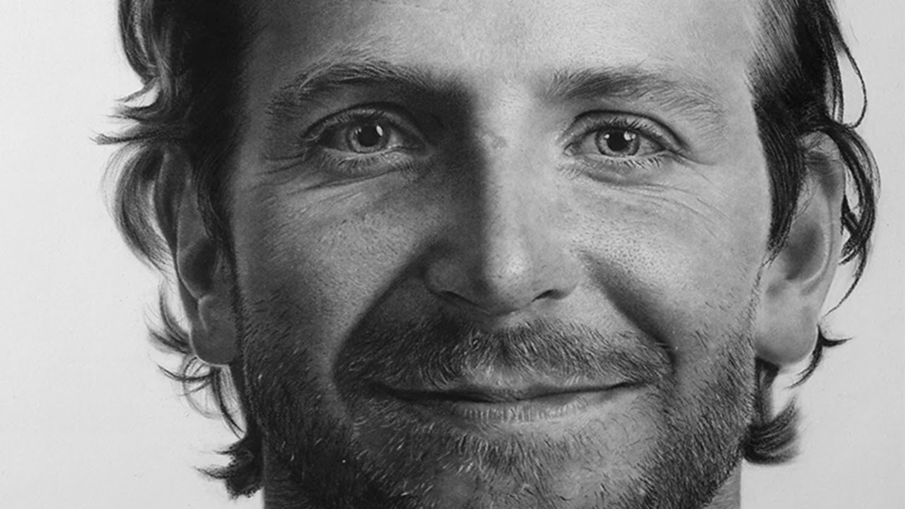 Desenho hiper-realista de Bradley Cooper by Jeffrey Appiatu