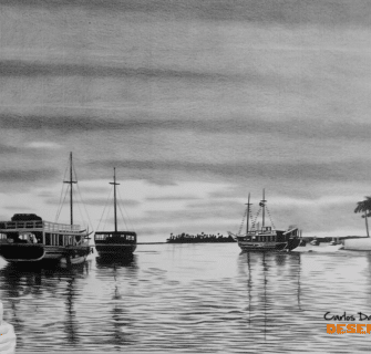 Barcos de Porto Seguro Desenhos Realistas por Carlos Damasceno