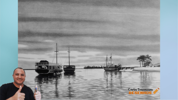 Barcos de Porto Seguro Desenhos Realistas por Carlos Damasceno