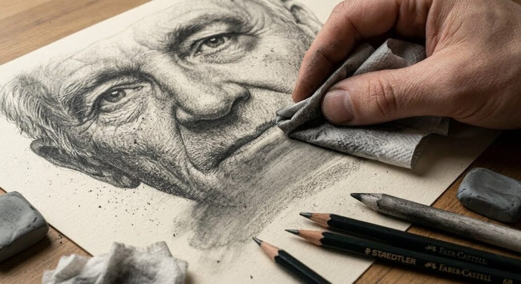 Esfumando com papel ou algodão